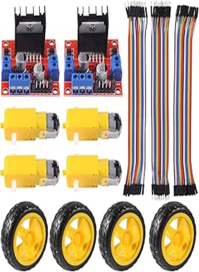 AITRIP 2PCS L298N Motor Drive Controller Board Stepper Motor Control Module Dual H-Bridge with 4 sets DC Motor and Smart Car Wheel Compatible with Arduino